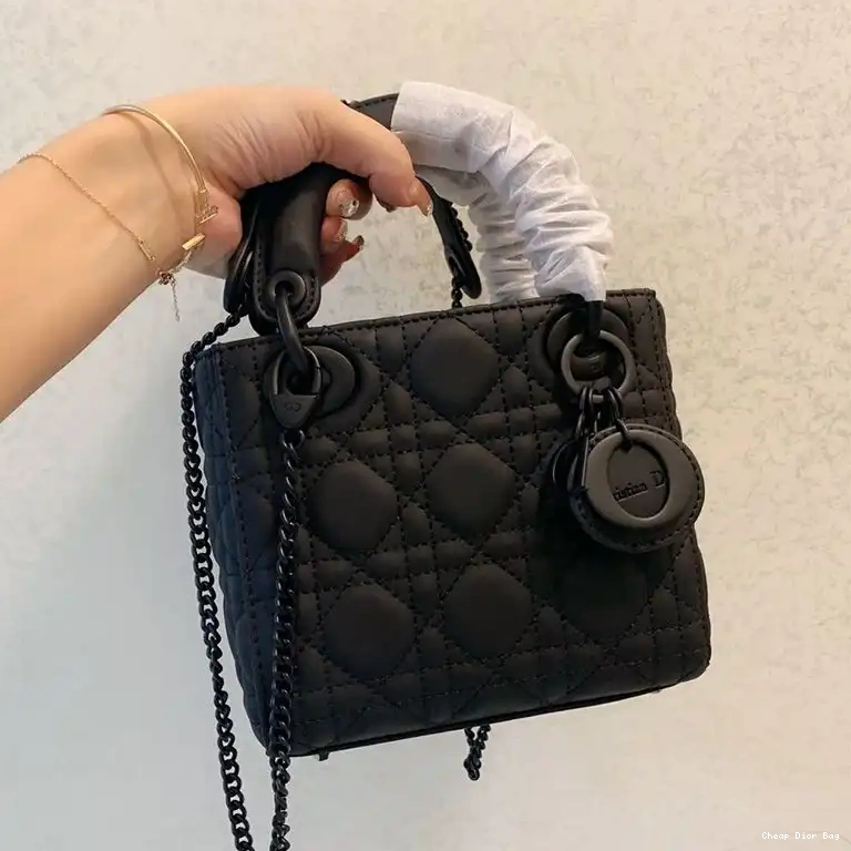 Cannage Calfskin Ultramatte Black Dior Lady Mini Bag 0506